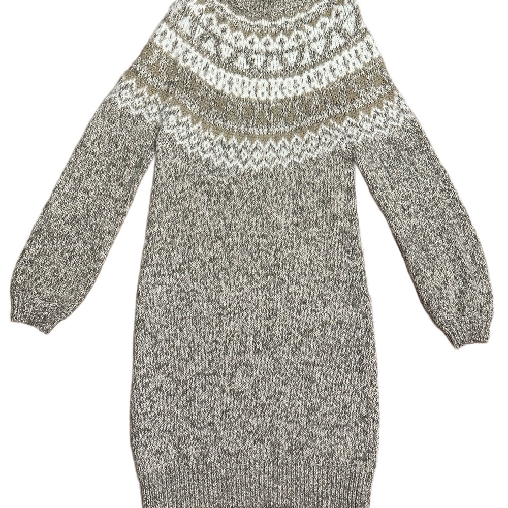 LOFT Cozy Knit Sweater Dress - Gray and White